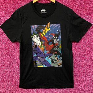 DC Comics Batman The Joker Harley Quinn Kick Black T-Shirt Small
